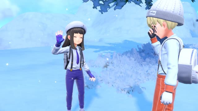 Kuvakaappaus Pokemon-pelistä, jossa on kaksi pelihahmoa
