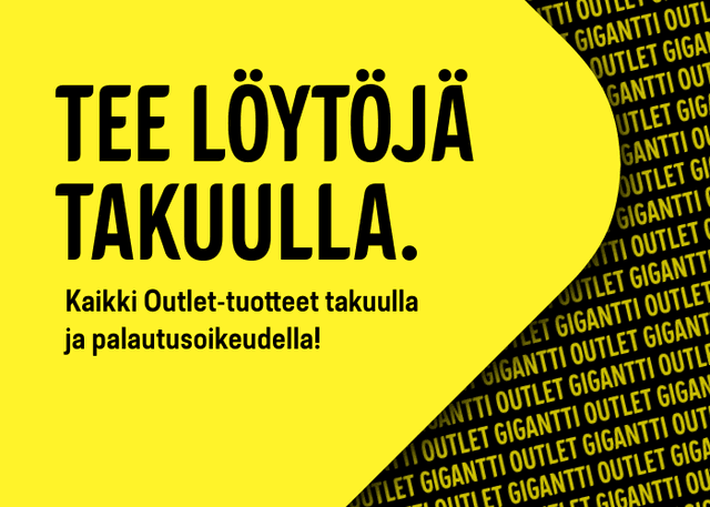 Outlet tuotteisiin täysi takuu ja normaali palautusoikeus