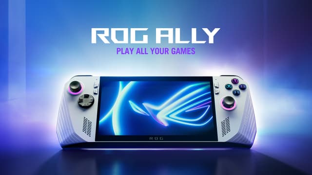 Asus ROG Ally banner med billede af produktet og tekst