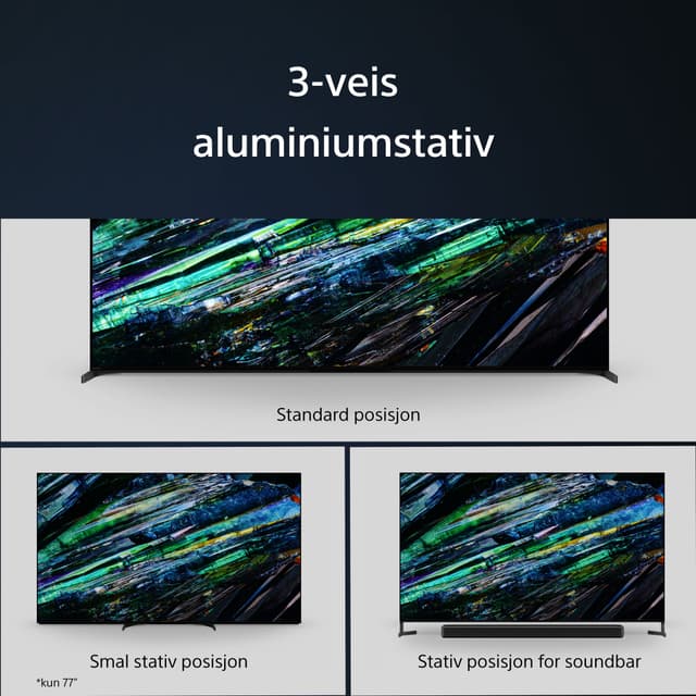 Sony - TV - Forskjellige Sony X95L TV-er med teskten '3-veis aluminiumstativ'