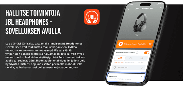 JBL Tour One M2: hallitse kuuntelua JBL Headphones -sovelluksella