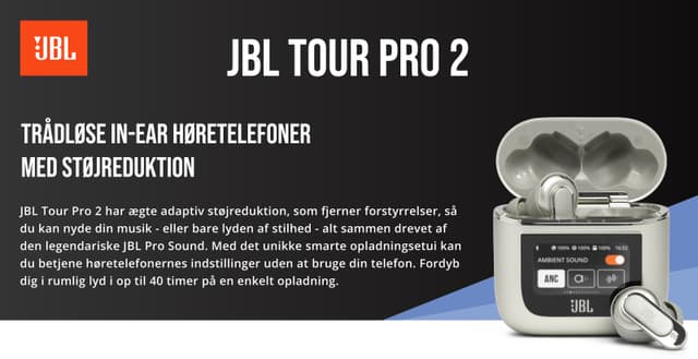 JBL Tour Pro 2: Trådløse in-ear høretelefoner med støjreduktion