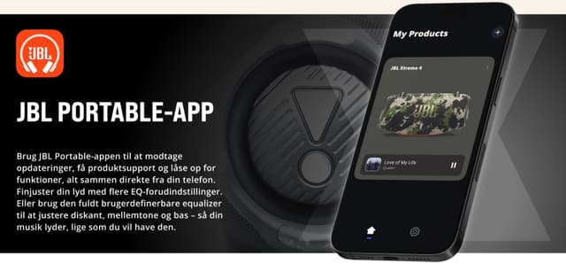 JBL Xtreme 4 højttaler og JBL Portable App