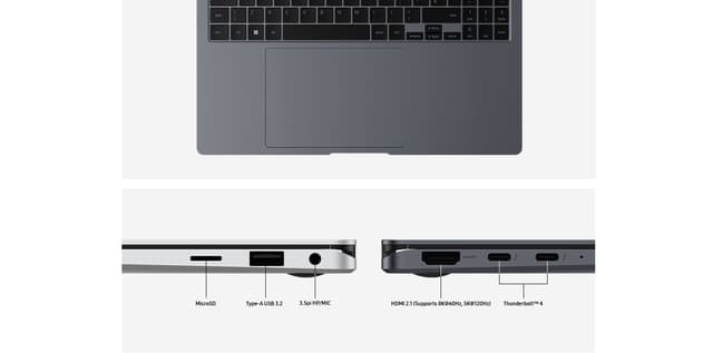 Alle portene til Galaxy Book4 Pro 360