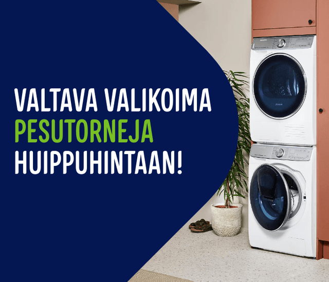 Valtava valikoima pesutorneja huippuhintaan