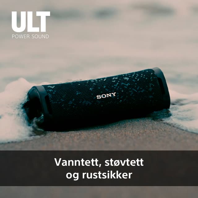 Sony ULT FIELD-høyttaler og teksten vanntett, støvtett og rustsikker