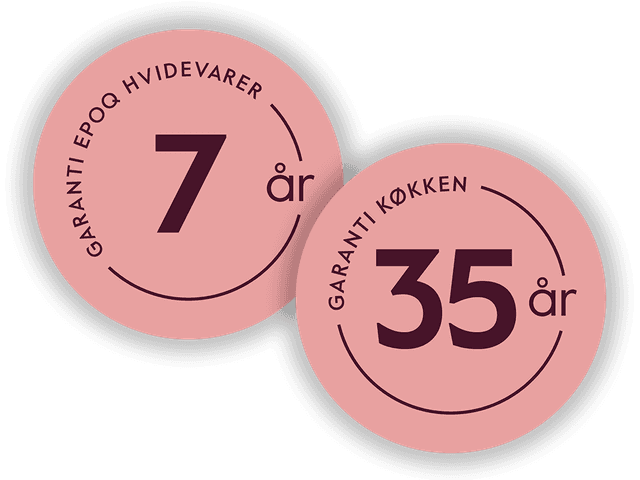 To badges, der viser Epoqs antal år med garanti
