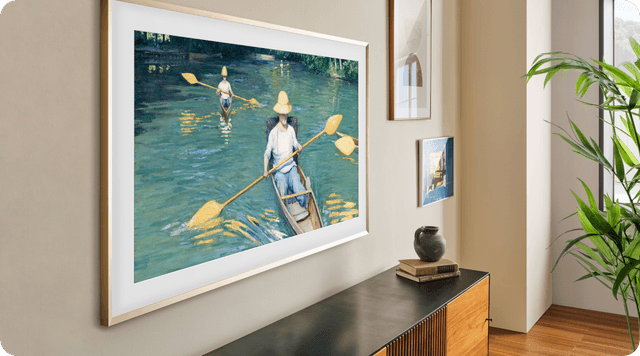 Samsung The Frame -televisio hienovaraisen tyylikkäillä Modern Frame Design -kehyksillä