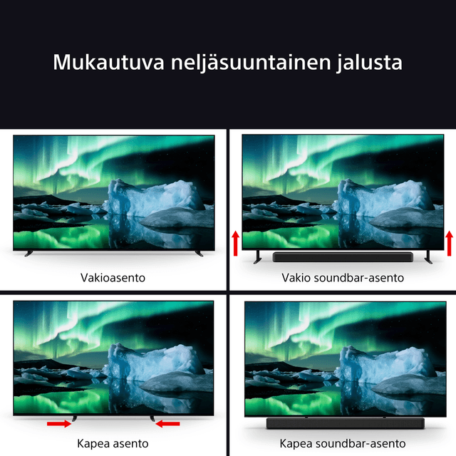 Bravia 8 mukautuvalla neljäsuuntaisella jalustalla