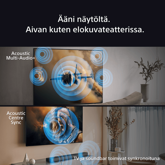 Bravia 9 toistaa äänen näytöltä, aivan kuten elokuvateatterissa