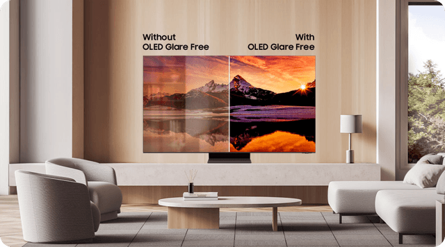 Samsung TV med OLED Glare Free skjermteknologi