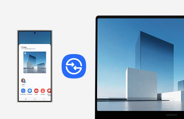 Quick Share & Private Share -toiminnot Galaxy Book4 Edge -kannettavalla