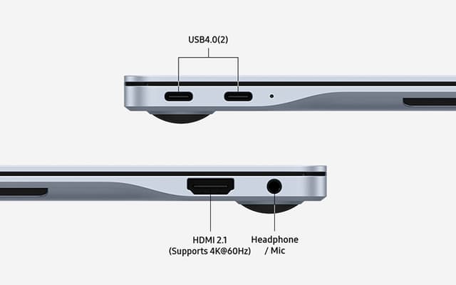 Samsung Galaxy Book4 Edge med alle inngangene du trenger