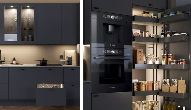 EPOQ - Kitchen - Epoq Trend Graphite Kitchen - Lighting - Glass door - Kitchen lighting - Integrated oven