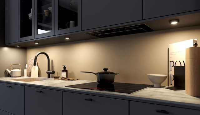 EPOQ - Kitchen - Epoq Trend Graphite Kitchen - Lighting - Glass door - Black faucet