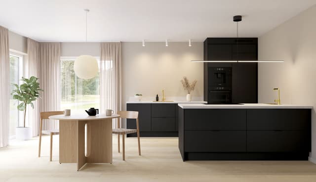 Epoq Pure Black Matt kjøkken med kjøkkenøy