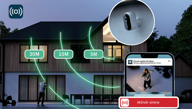 Arlo Essential udendørs overvågningskamera - Høj sirene