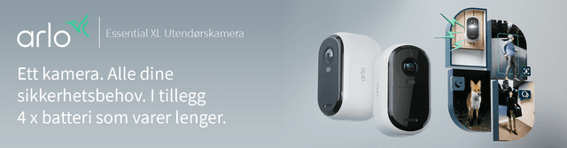 Arlo Essential 2K XL utendørs overvåkningskamera og teksten Ett kamera. Alle dine sikkerhetsbehov