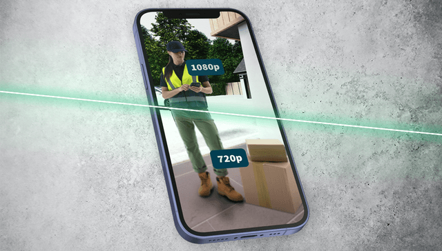 Telefon som viser video fra Arlo-videoringeklokke i 1080p-oppløsning