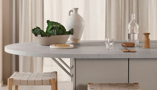 Detalj av EPOQ Trend Greige kjøkkenbenkeplate