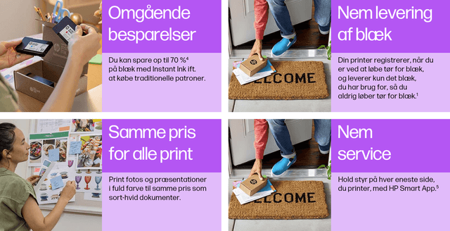HP Instant Ink vigtigste fordele