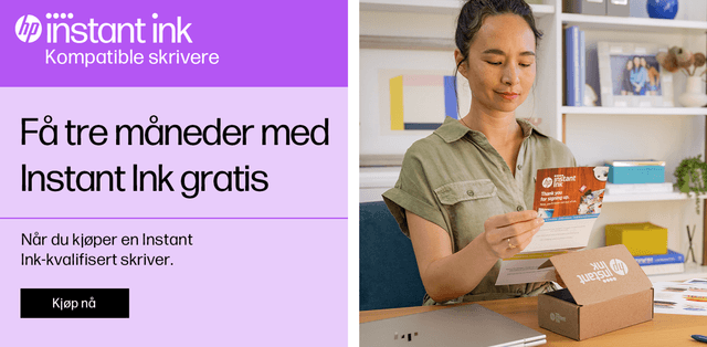 HP Instant Ink-kompatible skrivere og teksten Få tre måneder med Instant Ink gratis