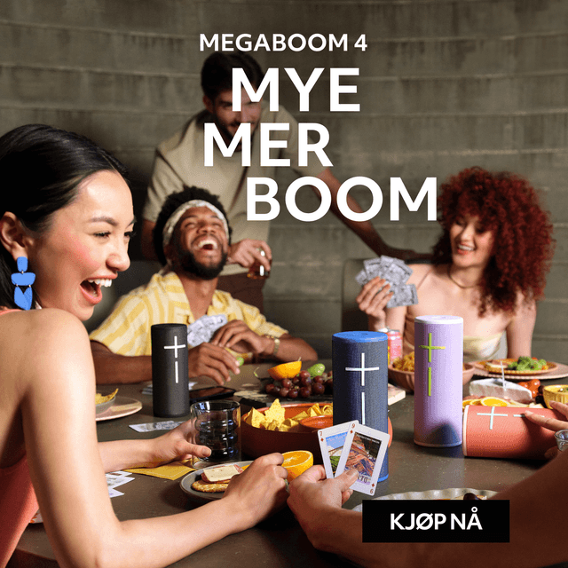 Ultimate Ears Megaboom 4-høyttaler og teksten mye mer boom