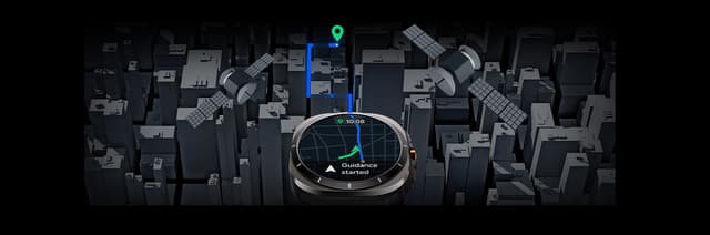 En Galaxy Watch Ultra viser navigasjon på et kart