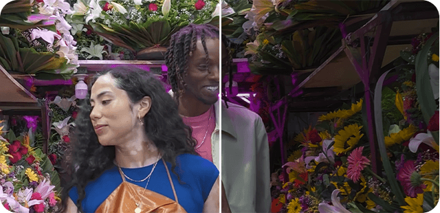 Kvinne og mann i blomstermarked
