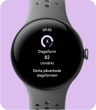 Pixel Watch 3 med beredskapspoäng på skärmen