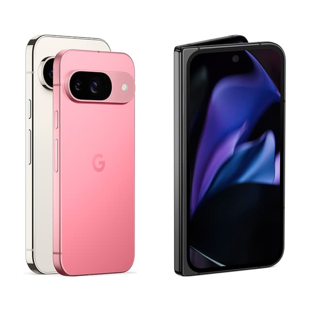 Google Pixel 9 Pro- og Pixel 9 Pro Fold-telefoner ved siden af hinanden