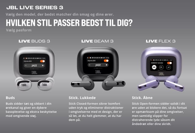 JBL - Øretelefoner - Banner med teksten Hvilken stil passer bedst til dig