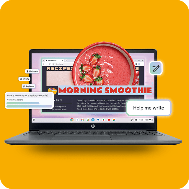 Google AI assists you with writing on Chromebook Plus