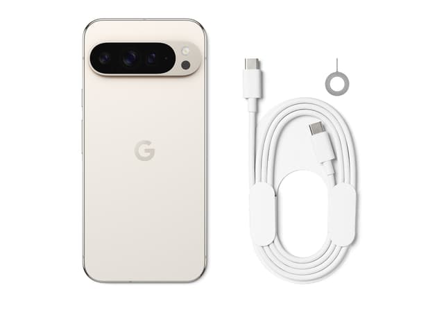 Pixel 9 Pro med ladekabel