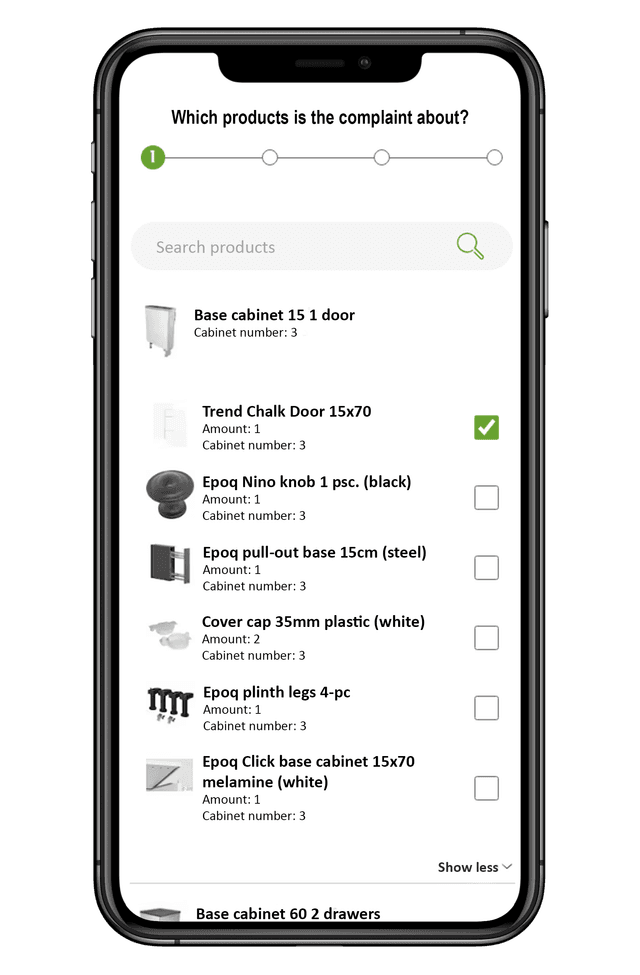Epoq - Claim guide - Close-up of instructions on mobile phone screen 