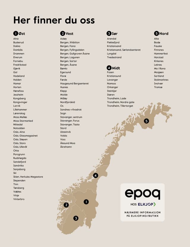 Epoq - Epoq kjøkkenutstillinger - kart med Epoq-utstillinger