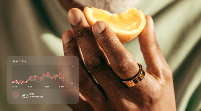 The Oura Ring monitors your heart rate and HRV daily