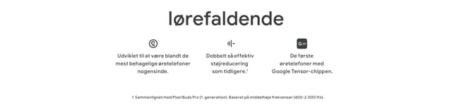 Google Pixel Buds Pro 2 banner med teksten iørefaldende