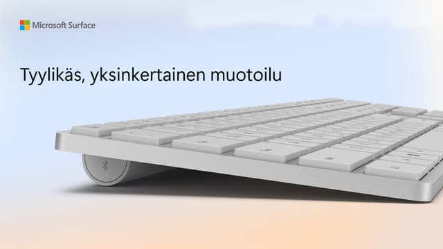 Tyylikkään yksinkertaisesti muotoiltu Microsoft Surface -näppäimistö