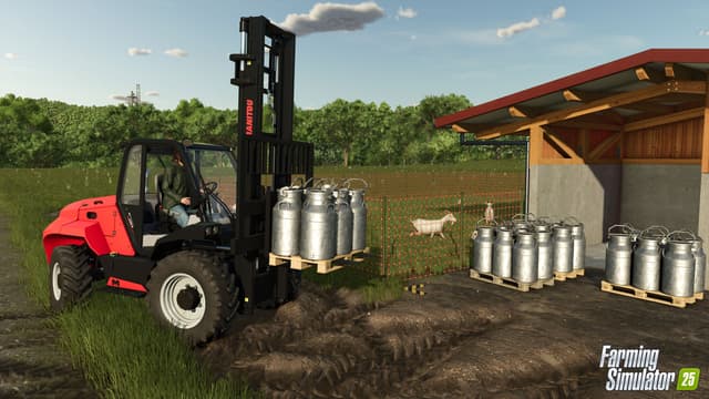 Traktor med mælkejunger i Farming Simulator 25