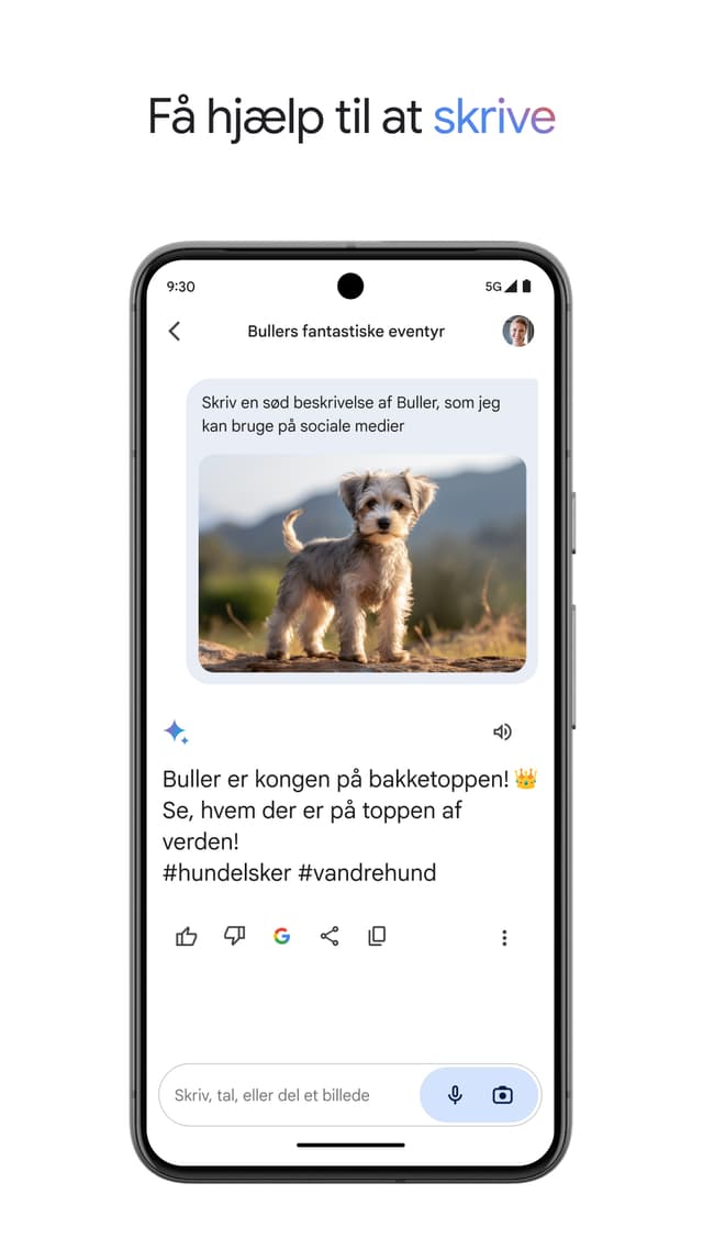 Skærmbillede fra telefon med Google Gemini på skærmen