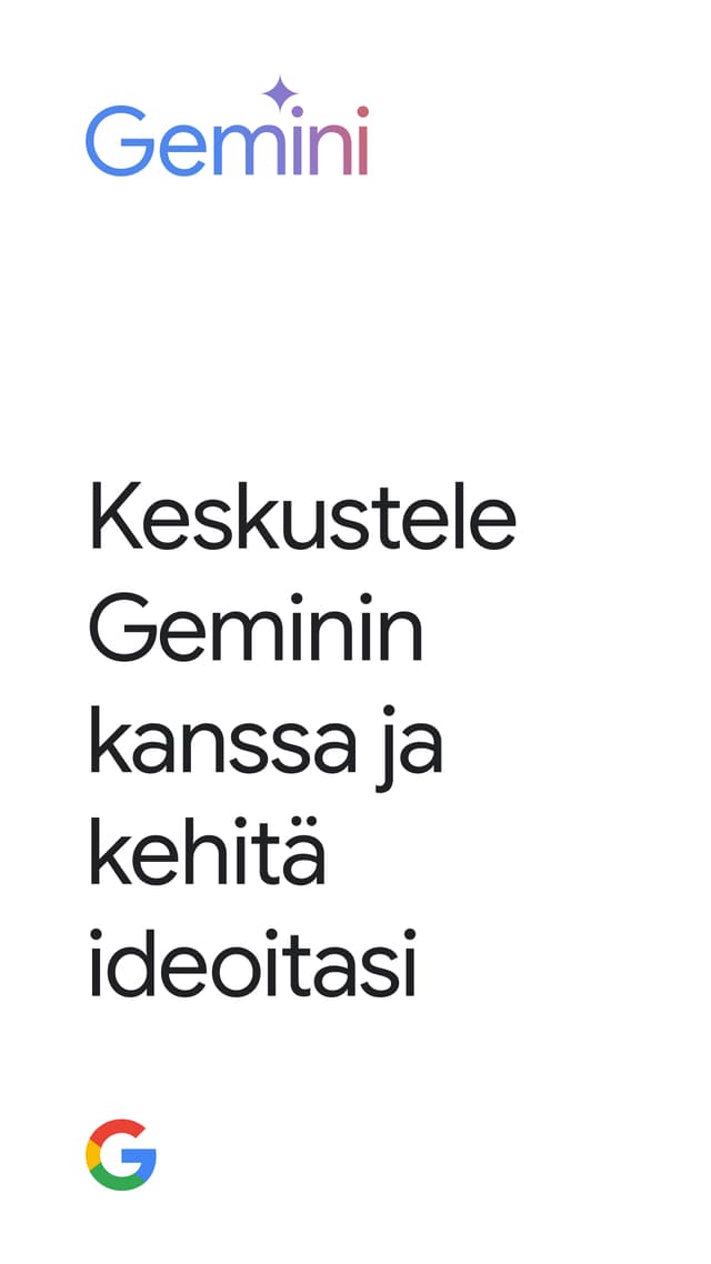 Kuvakaappaus älypuhelimesta ja Google Gemini -tekoälyavustajasta ruudulla