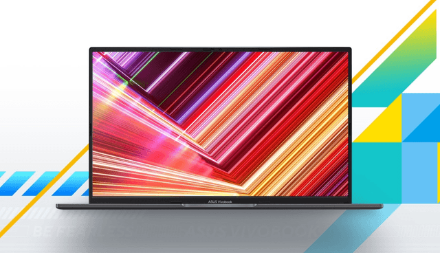 ASUS Vivobook 15 OLED på fargerik bakgrunn