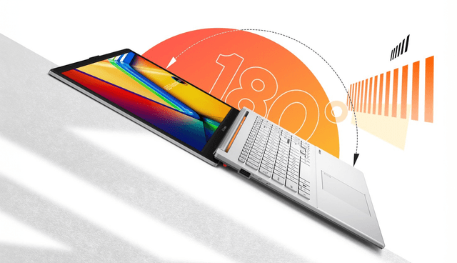 ASUS Vivobook Go 15 80 grader åpent diagonalt