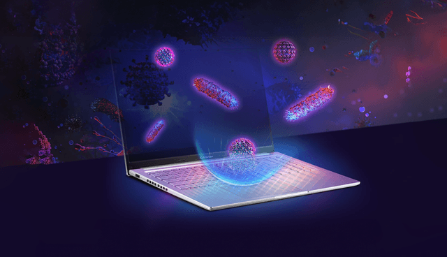 ASUS Vivobook 14 og ASUS Antimicrobial Guard Plus er illustrert 