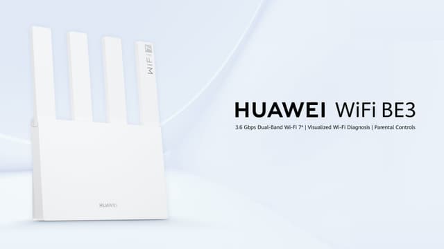 Huawei WiFi BE3 - Huawei WiFi BE3 on 6 GHz Wi-Fi 7 -reititin, joka tarjoaa nopeuksia jopa 3600 Mbps
