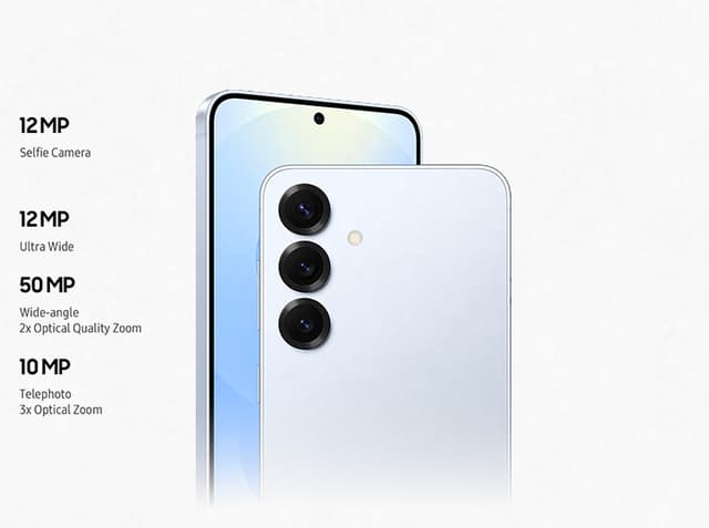 Samsung Galaxy S25 med infomation om mobilens kamera