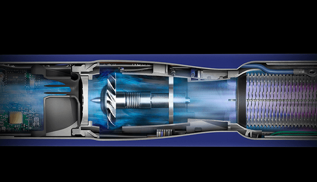 Dyson Airwrap™ multi-styler  and illustration of its fast, high pressure motor