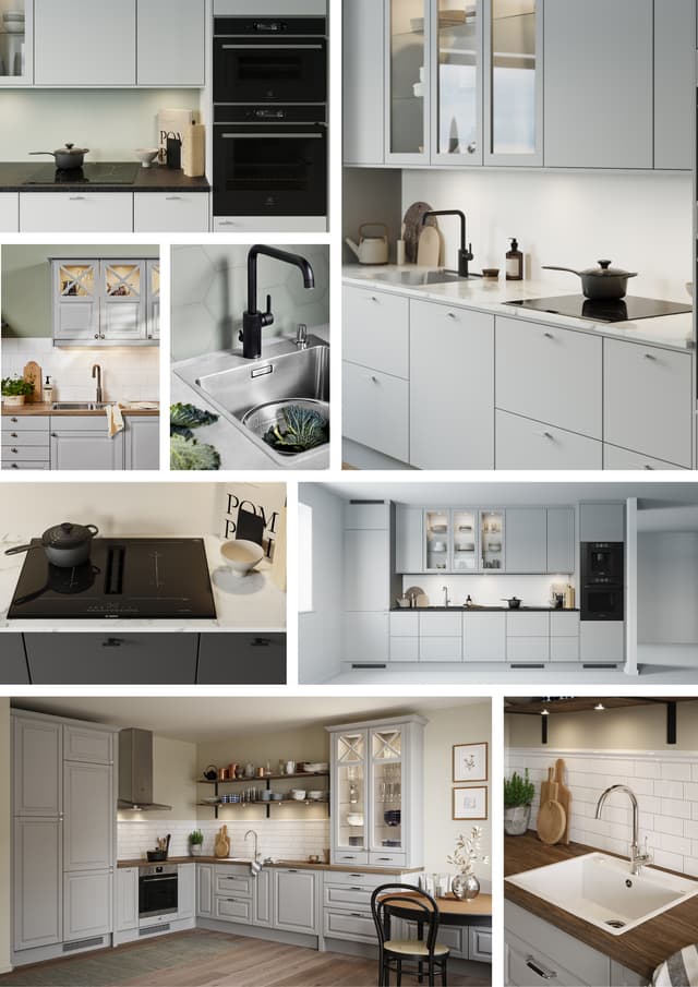 Epoq grey kitchen - Kollasj av grå kjøkken fra Epoq Trend, Epoq Pure, Epoq Heritage, Epoq Integra