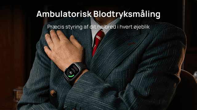 Huawei Watch D2 medicinsk ur med teksten: "Ambulatorisk Blodtryksmåling"